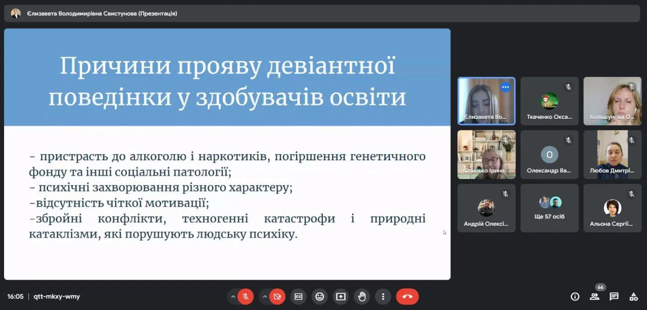 “Девіантна поведінка: стратегії підтримки студентів у навчальних закладах фахової передвищої освіти. Інклюзія в освітньому середовищі”